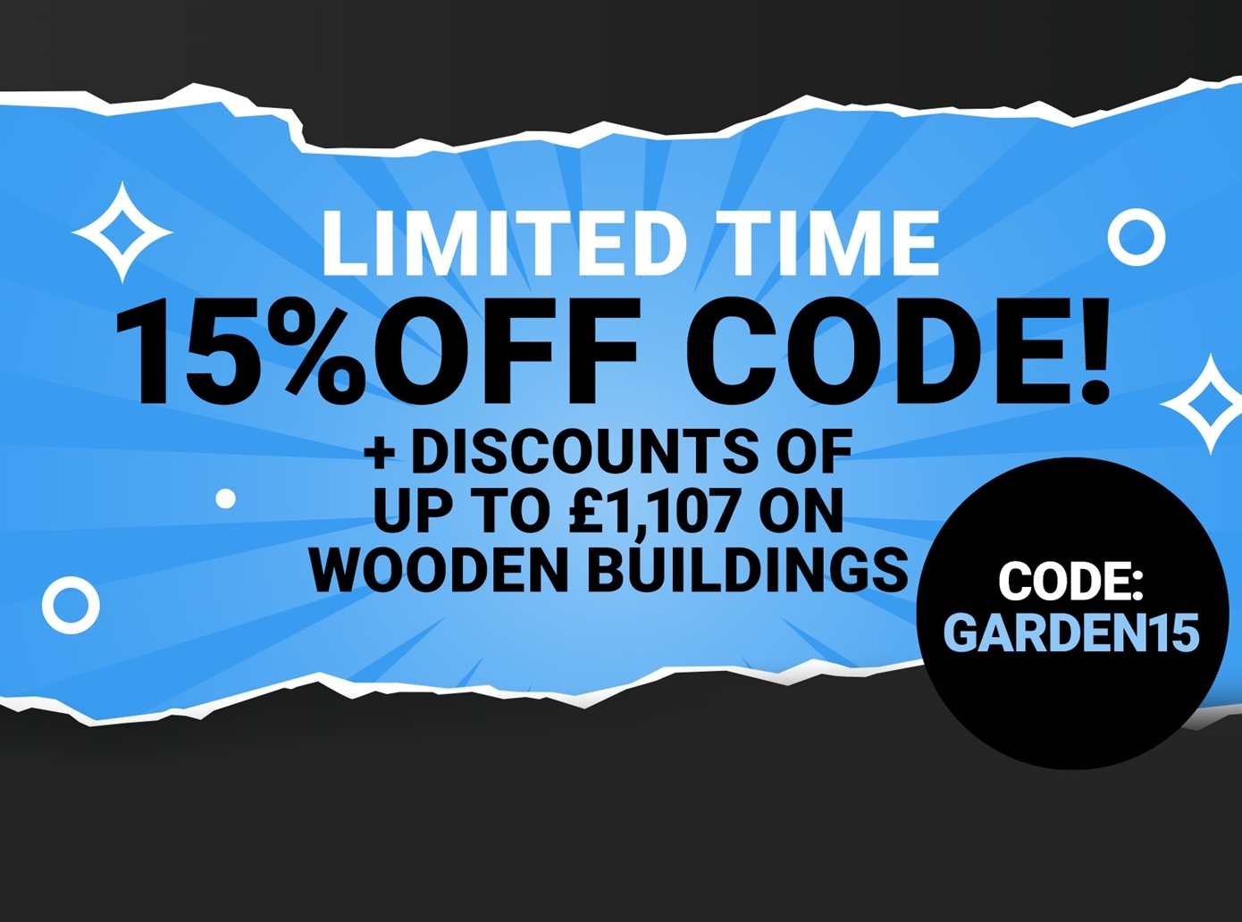 limit time 15% off code save up to 1107 on wooden buildings 