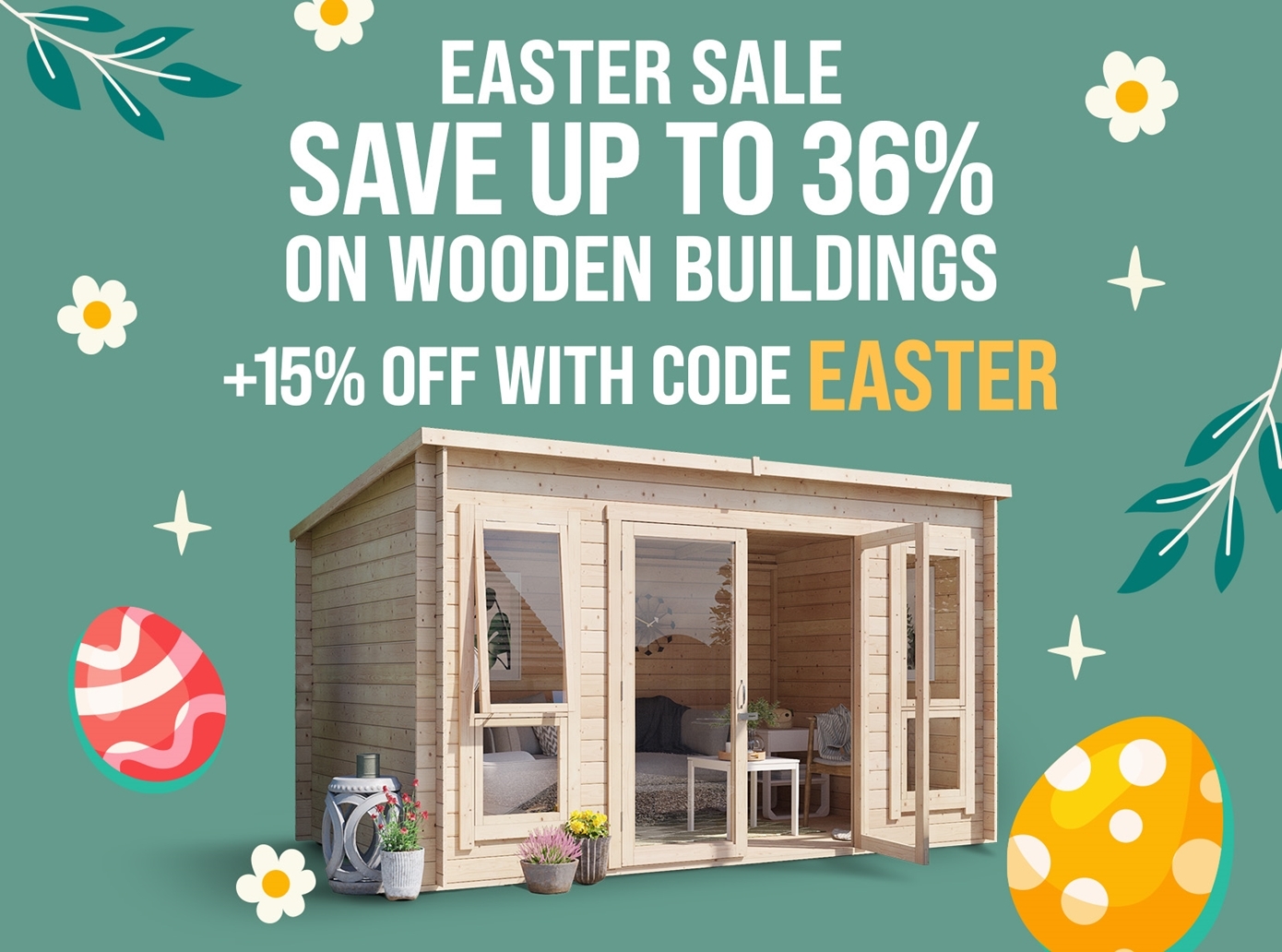 easter sale save up to 36% on wooden buildings