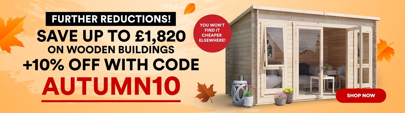save up to 1280 on wooden buildings + 10% off with code Autumn10