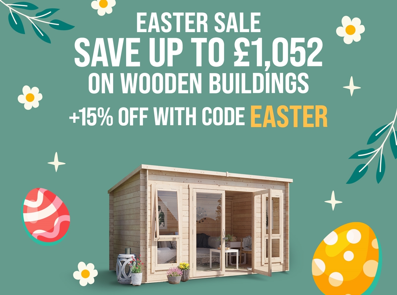 easter sale save up to 36% on wooden buildings 