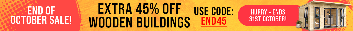 end of october sale extra 45% off wooden buildings with code END45