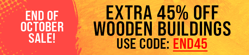 end of october sale extra 45% off wooden buildings with code END45