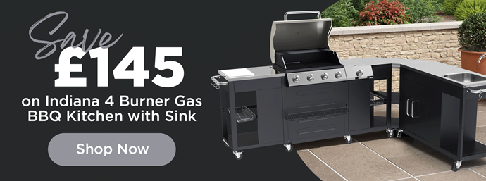 save £145 on Indiana 4 burner gas BBQ kitchen with sink