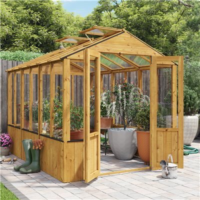 BillyOh 4000 Lincoln Wooden Clear Wall Greenhouse with Opening Roof Vent