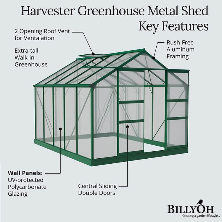 BillyOh Harvester Walk-In Aluminium Greenhouse