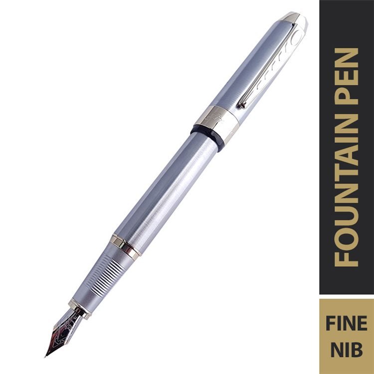 BillyOh Surface Classic Brushed Steel Fountain Pen