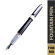 BillyOh Surface Classic Brushed Steel and Jet Black Fountain Pens (2)