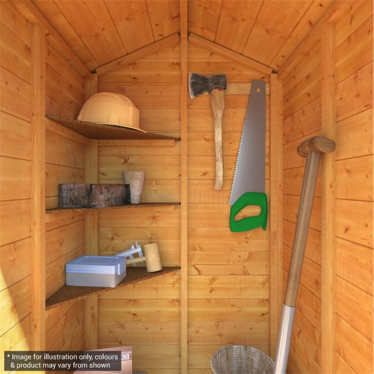 BillyOh Master Tall Store Tongue and Groove Shed Interior with tools