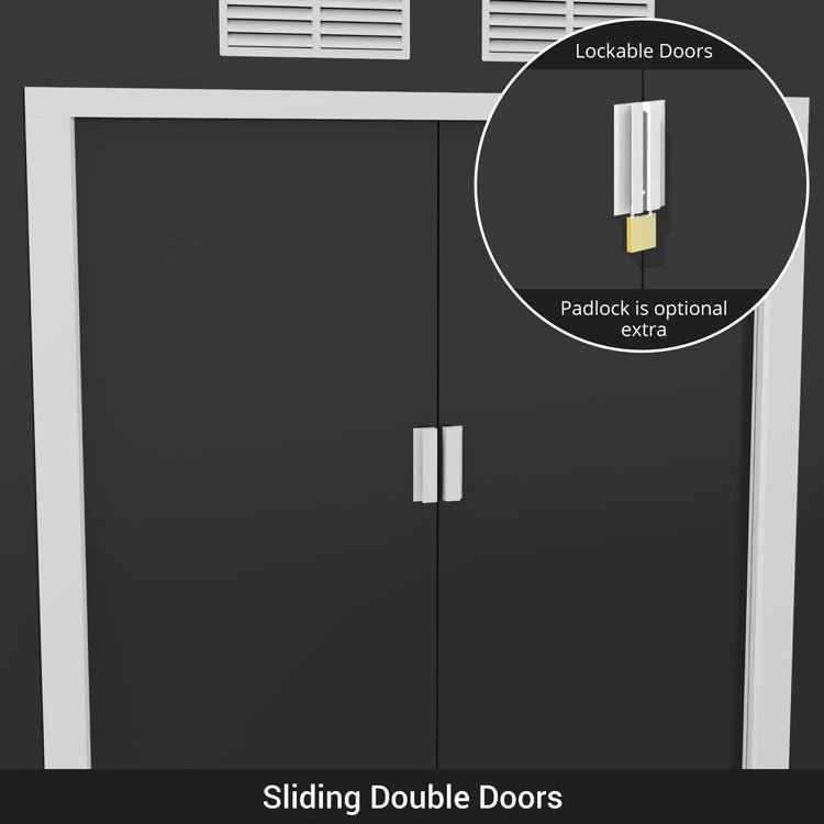 BillyOh Portland Apex Metal Shed doors infographic