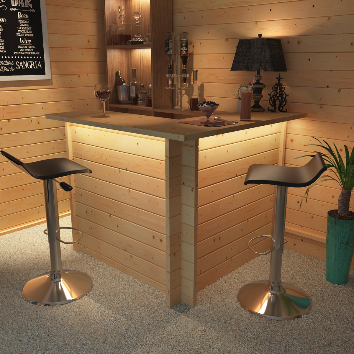 L-Shape Garden Bar - 1.2m x 1.2m T&G Interlocking | BillyOh Nightjar
