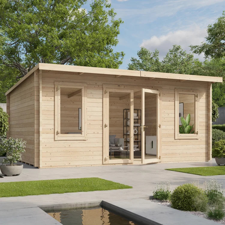 5.0m x 4.0m BillyOh Fraya Pent Log Cabin 44mm Pressure Treated Wooden Log Cabin from BillyOh