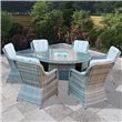 BillyOh Parma 6 Seater Round Outdoor Rattan Garden Dining Set with Firepit Table