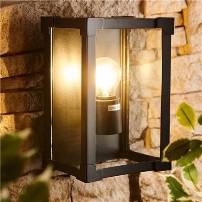 Biard Glass & Black Aluminium Flush Outdoor Wall Light