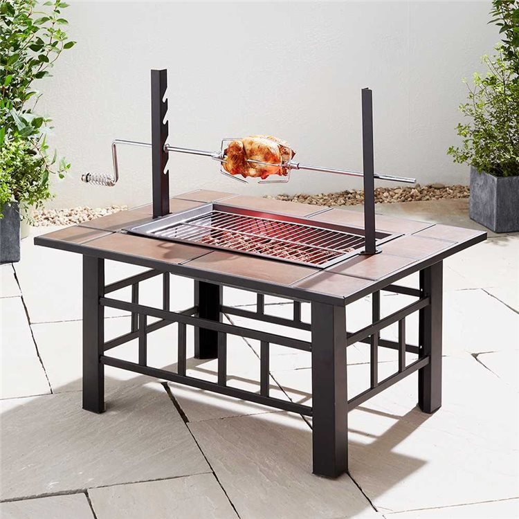 Fire Pit Bbq Grill Ice Cooler, Oakmont Tile Fire Pit Table