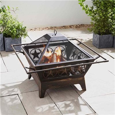 Star Outdoor Fireplace with Mesh Lid, Grill & Poker