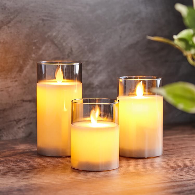 LED Wax Candle Lights with Glass Holder