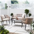 4 Piece Rope Wicker Sofa Set Grey/Brown Metal Frame with Polywood Table