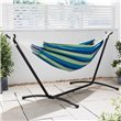 Blue Striped Double Hammock with Folding Stand