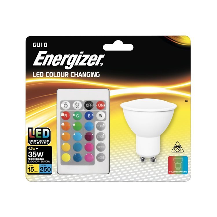 Energizer LED 4.5W GU10 Colour Changing Spotlight Bulb with Remote Control