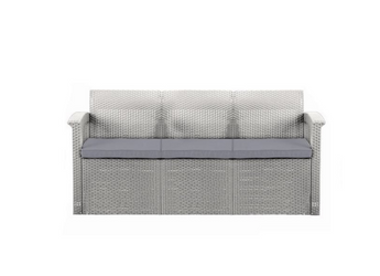 Rattan Effect 3-Seater Sofa with Cushions