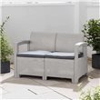 Rattan Effect 2-Seater Sofa with Cushions in Grey