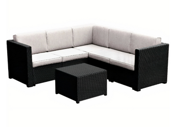 Rattan Effect 5-Seater Corner Sofa & Table Set 