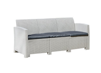 Marbella 3-Seater Rattan Effect Sofa in Grey