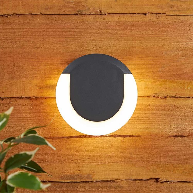 Biard Crescent Halo LED Circular Outdoor Wall Light
