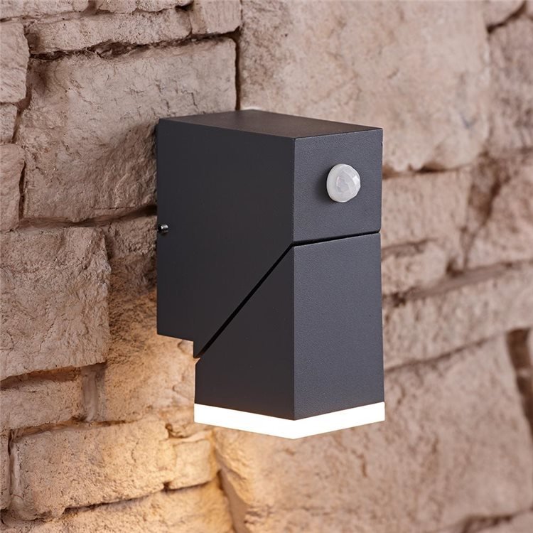 Biard Ziersdorf Outdoor Anthracite LED Adjustable Up Light with PIR Sensor