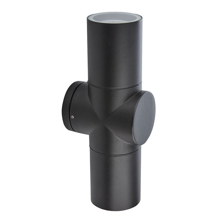 Cylindrical Up Down Black Wall Light - Circular Centre