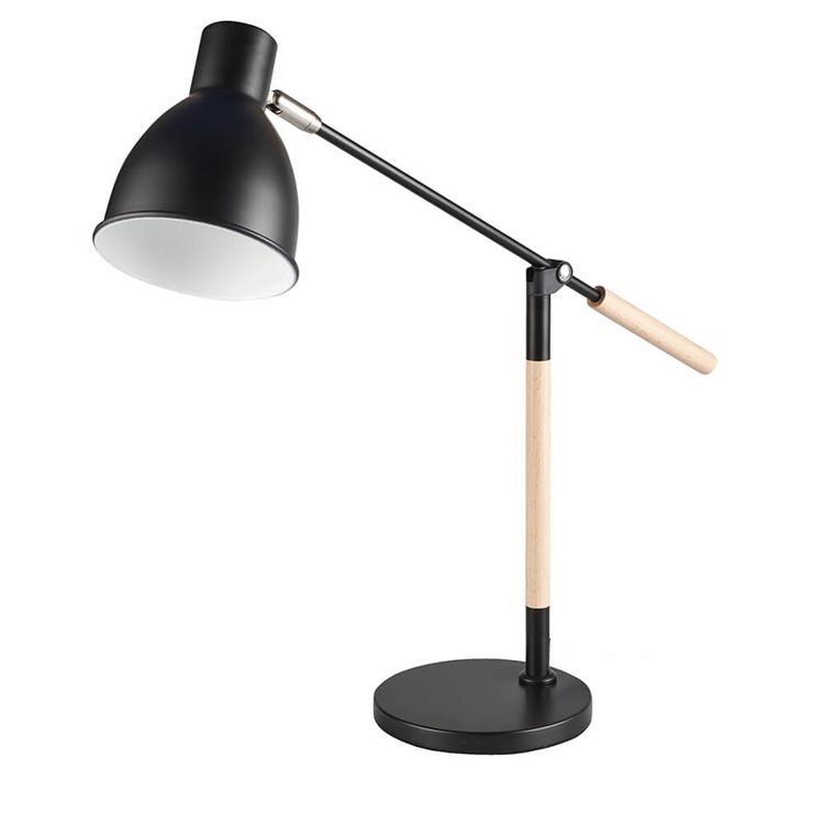 Metal and Wood Desk Lamp Black
