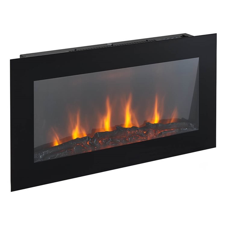 Wall Mounted Log Effect Fireplace - Wall Mounted Log Affect Fireplace 2000W - Flat Screen & 7 Colour LED Flame 72cm