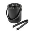 1L Stainless Steel Double Layer Ice Bucket (with cover and handle) - Matt Black Including Ice Clip