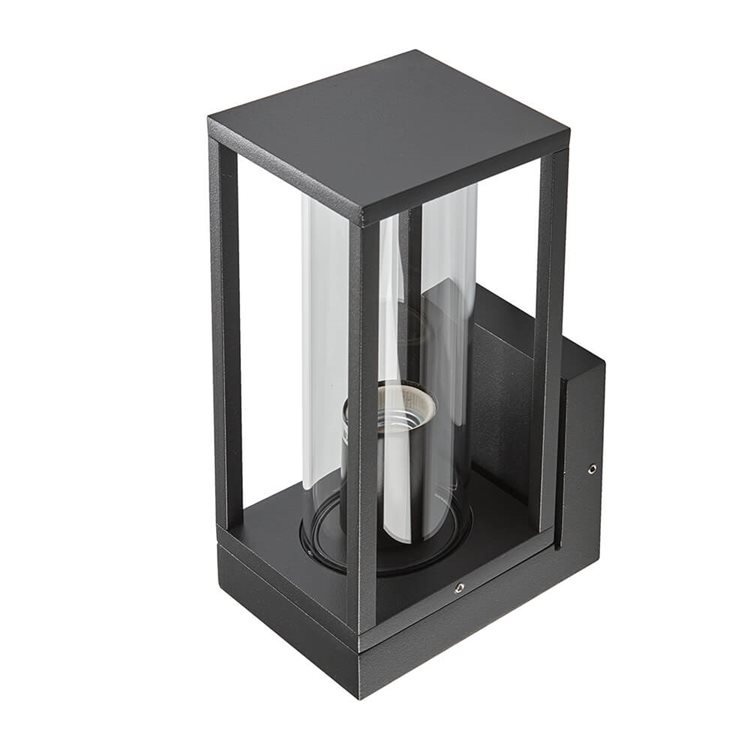 Outdoor Contemporary Wall Light Lantern Clear Glass Diffuser