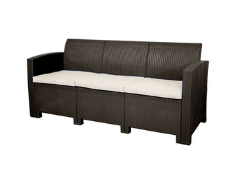 Marbella 3-Seater Rattan-Effect Sofa in Brown