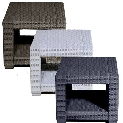 Rattan Effect Square Side Table