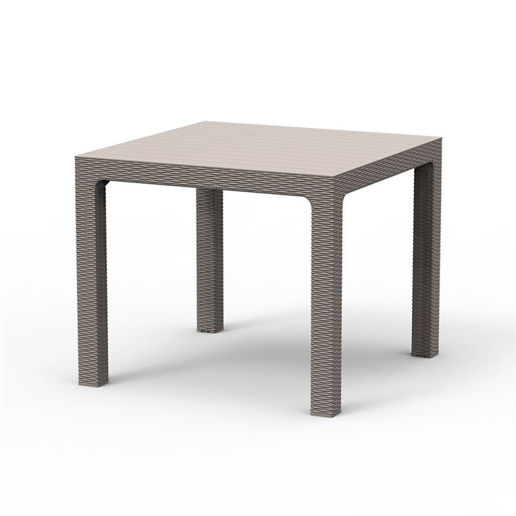 Outdoor Rattan Effect Square Dining Table Grey