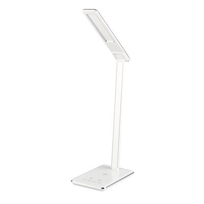 White Desk Lamp with Wireless & USB Phone Charger