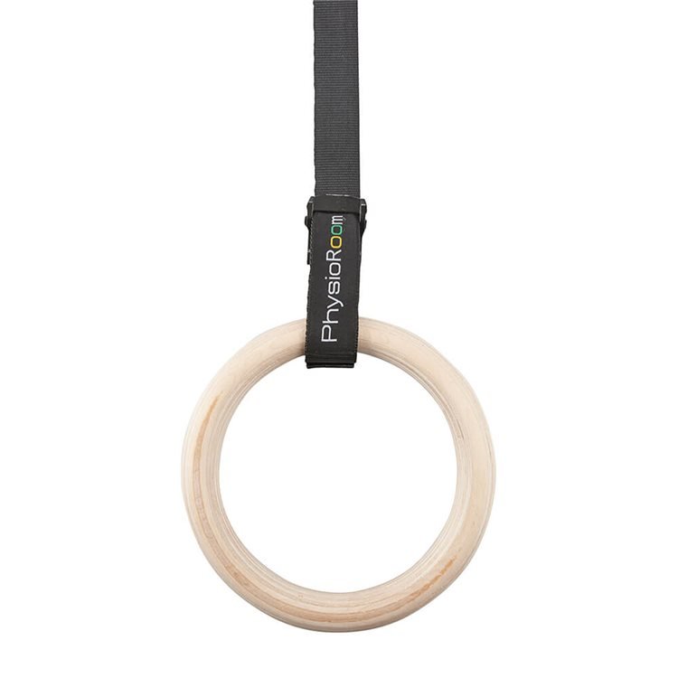Wooden Gymnastic Ring 28mm, 18ft straps, 38mm wide