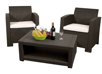 Marbella 2-Seater Rattan Armchair Furniture Set with Coffee Table