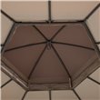 Sunjoy Pindo 4x4m Brown Steel Gazebo with 2-tier Tan and Brown Dome Canopy