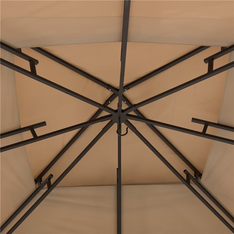 Sunjoy Ropi 3x4m Rectangular Steel Gazebo with 3-tier Tan and Brown Canopy