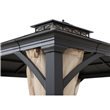 Sunjoy Torre 4x3m Black Steel Gazebo with 2-tier Hip Roof Hardtop