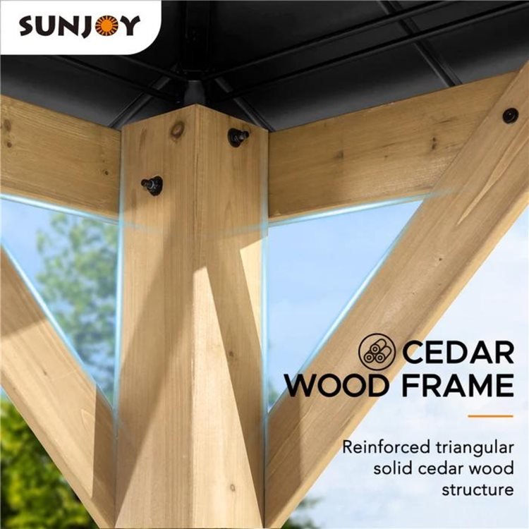 Sunjoy Paps 3.5x3.5m Cedar Framed Gazebo with Steel Hardtop
