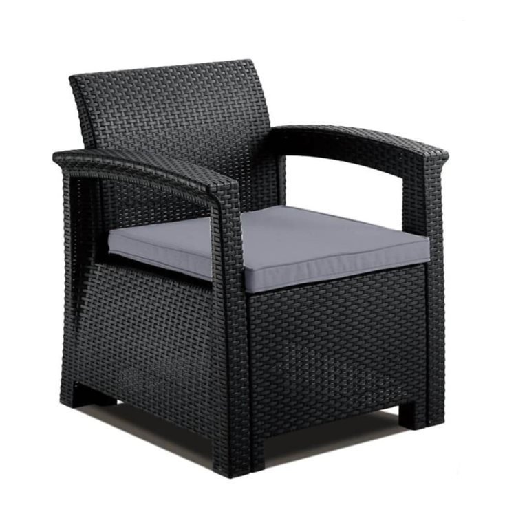 2-Seater Rattan Armchair Furniture Set with Coffee Table
