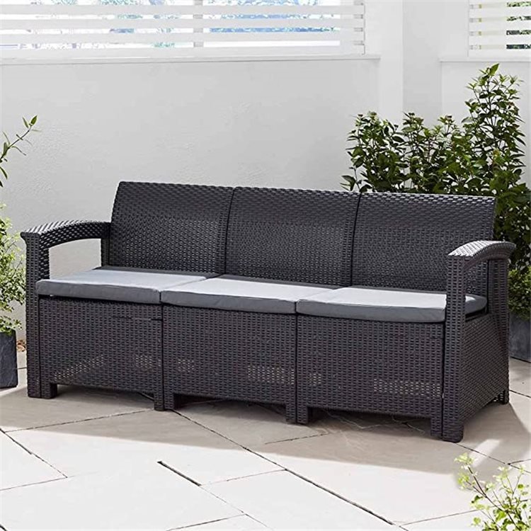 5 Seater Rattan Effect Sofa Set with Coffee Table